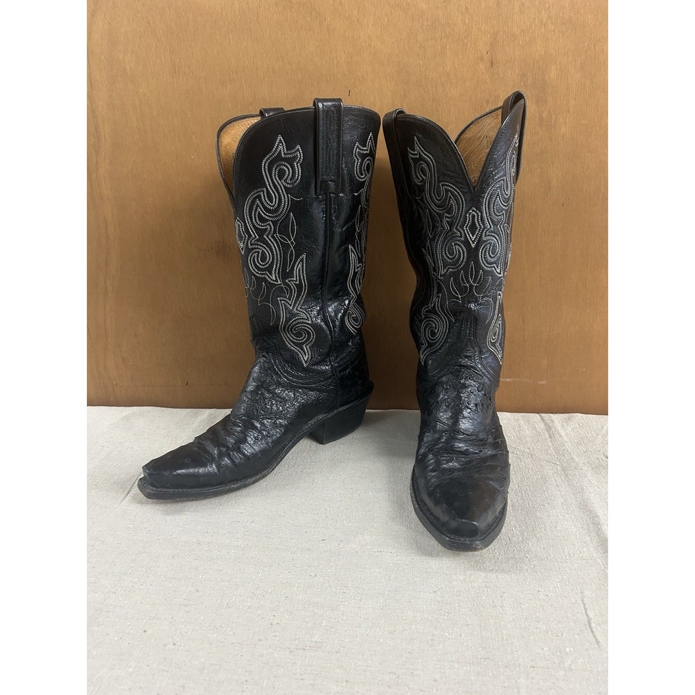 Lucchese 1883 Full Quill Ostrich Boots 6.5 Women's Western Boots - Black